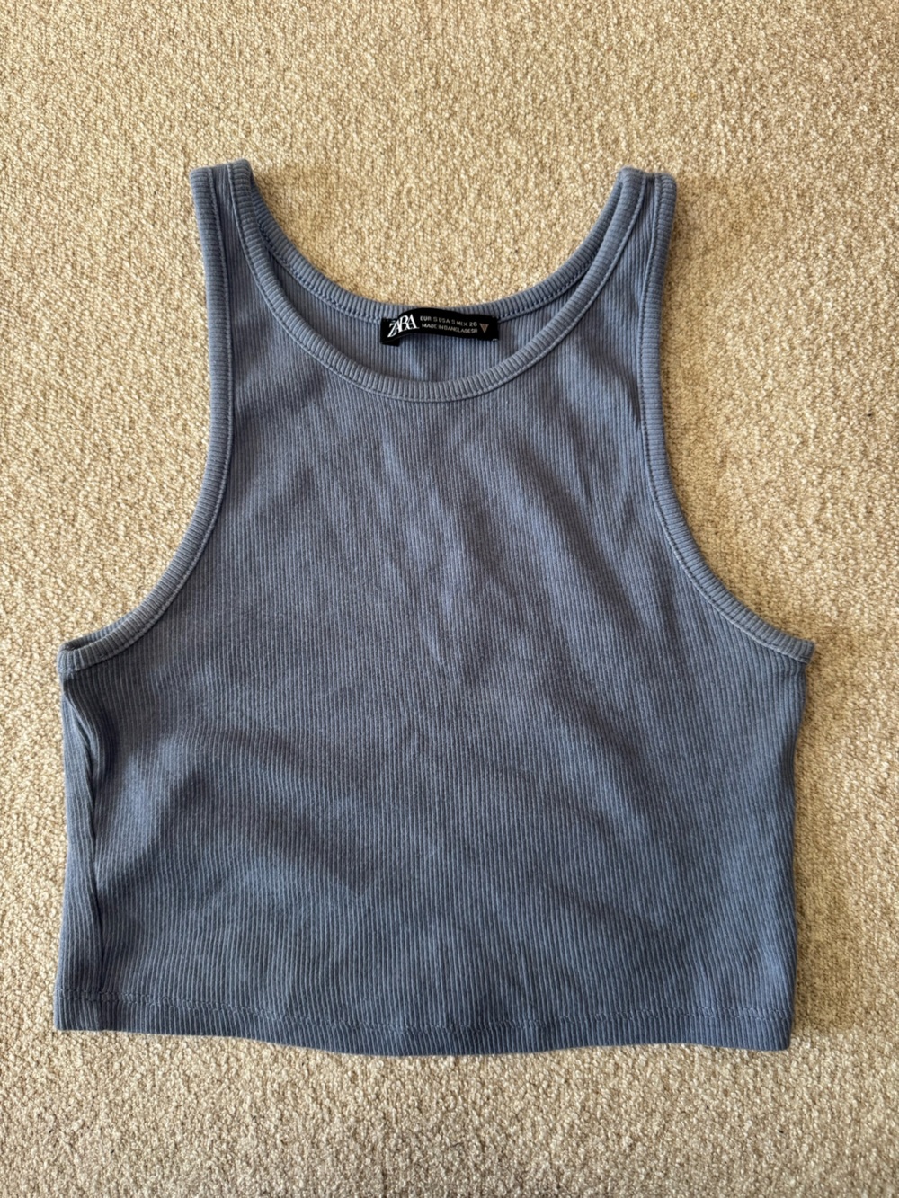 Zara Blue Ribbed Tank Top